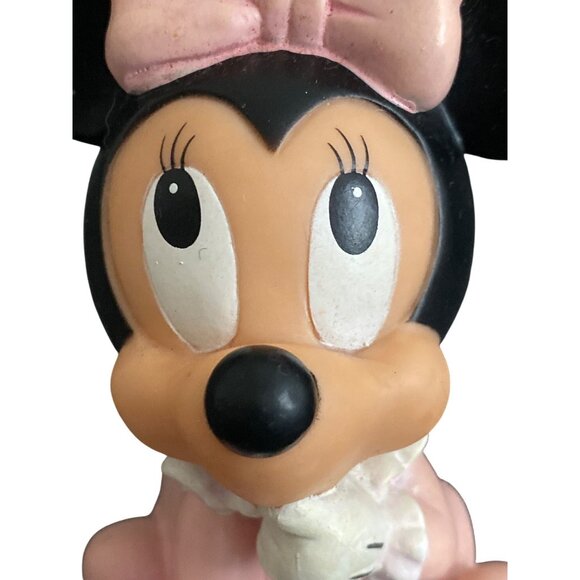 Disney Baby Minnie Mouse Squeaky Toy Pink Rubber Figure 5.5 inches Vintage - Picture 2 of 10